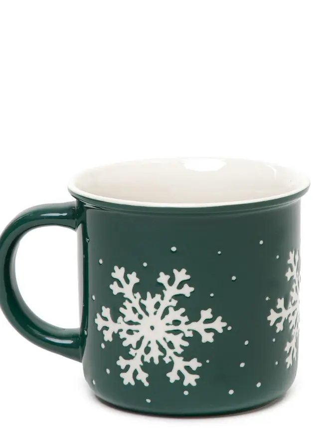 Zestaw kubków TRINKIE porcelanowych zielonych ze śnieżynką, 2 szt 0,36 l